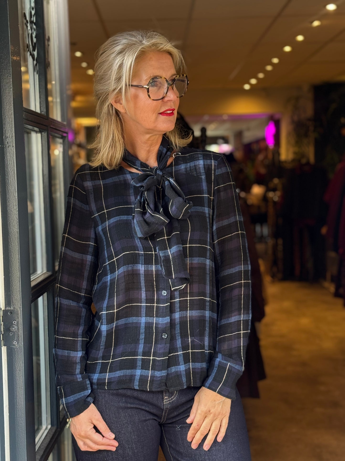 Blouse Charme / blauw-zwart