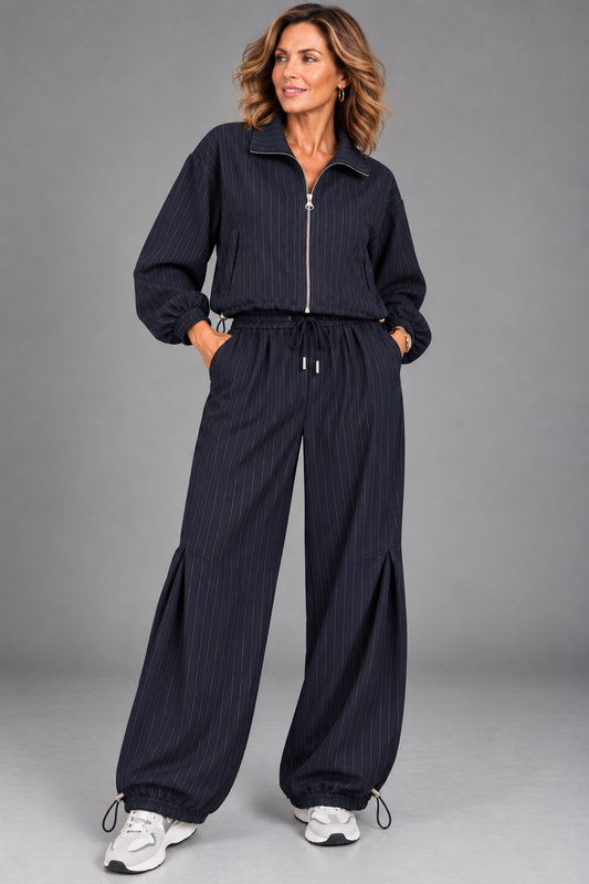 2-delig Pinstripe/ DBlauw