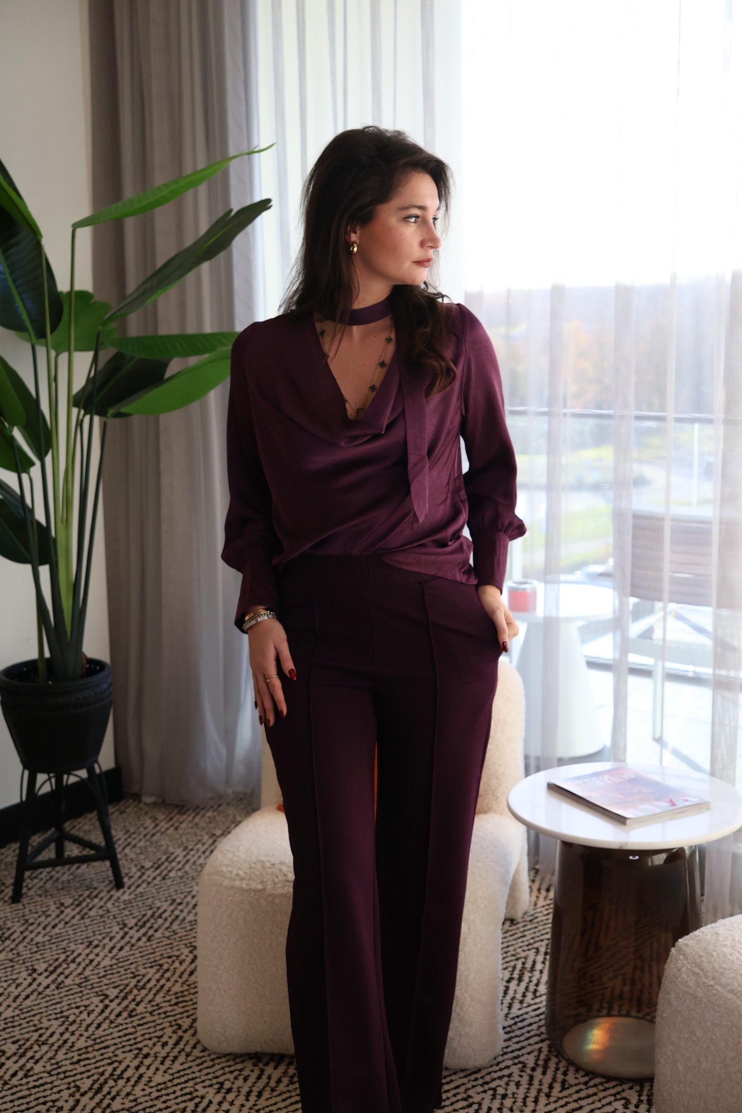 Blouse Shine/ aubergine