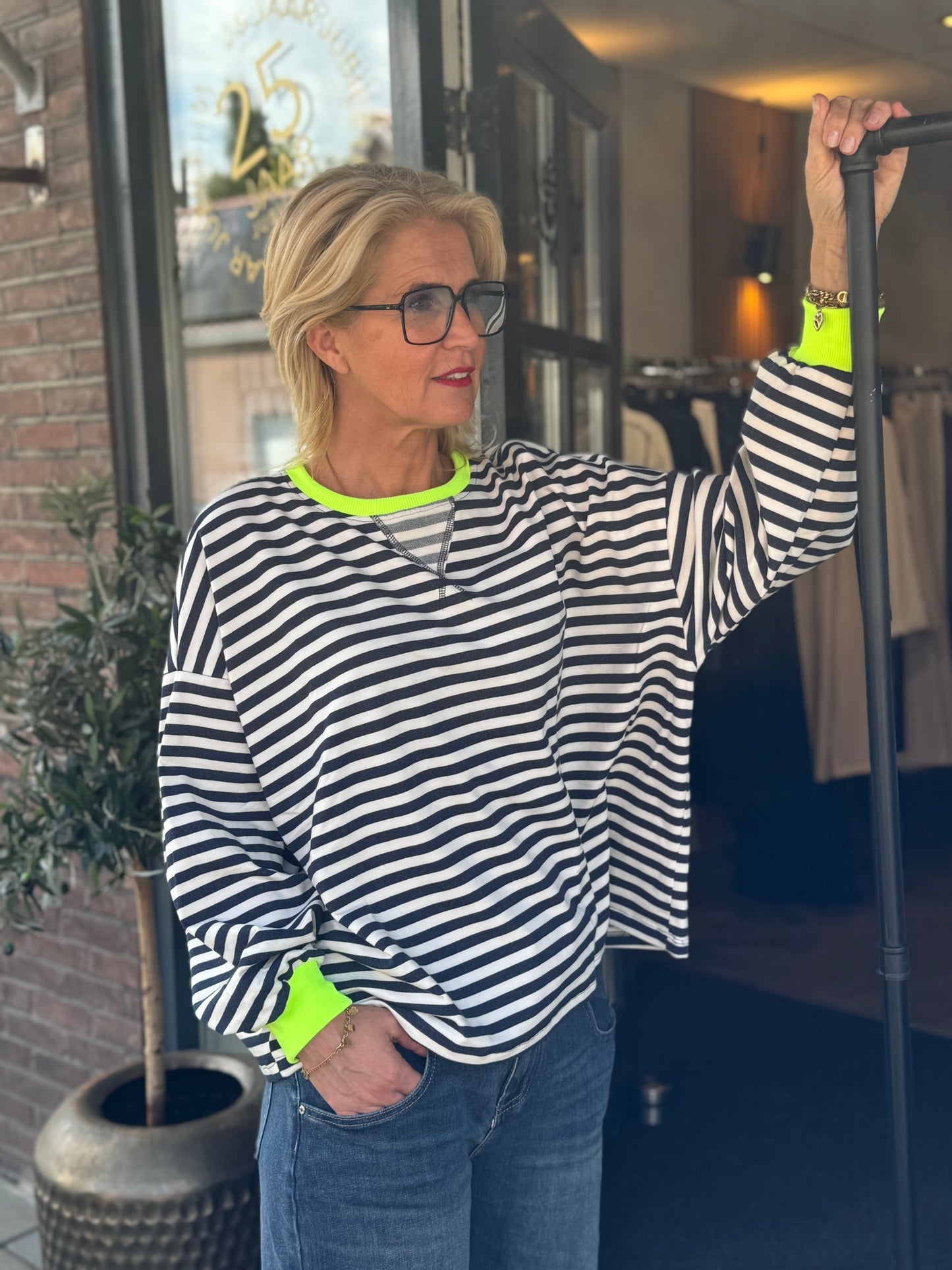Sweater Stripe/ Blauw