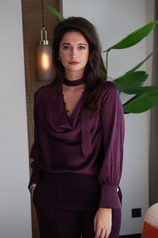 Blouse Shine/ aubergine