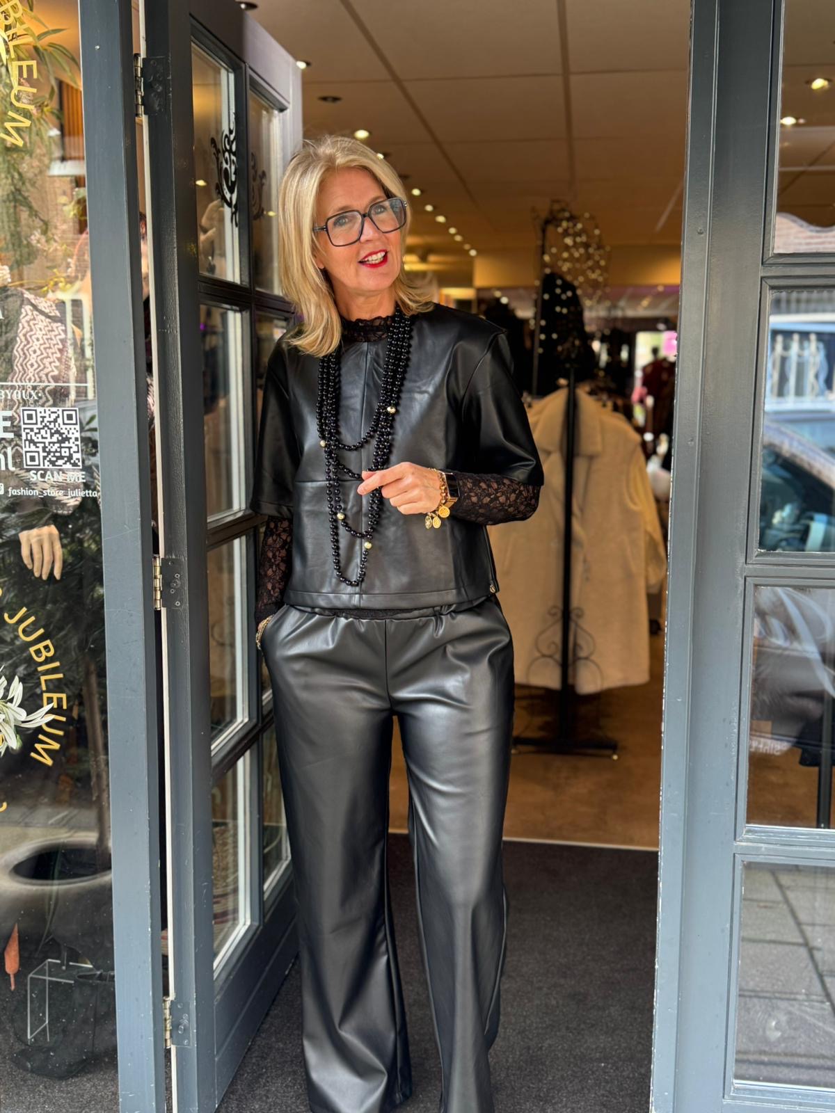 Top Femme Vegan leather / Zwart