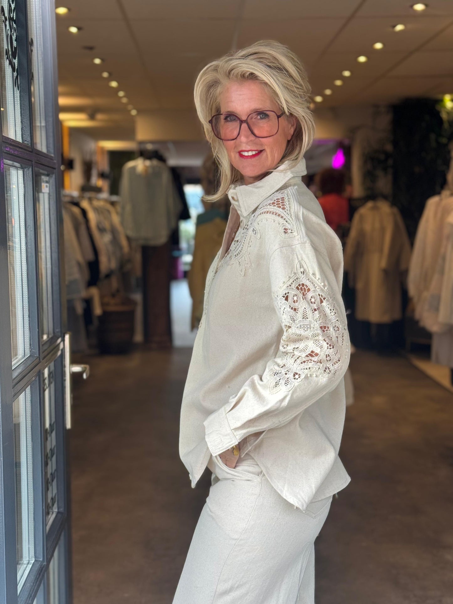 2-Delig jeans pak / crème