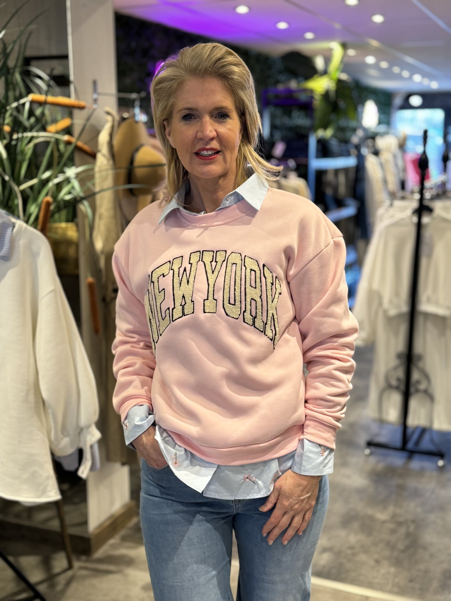 Sweater New York |  Baby roze