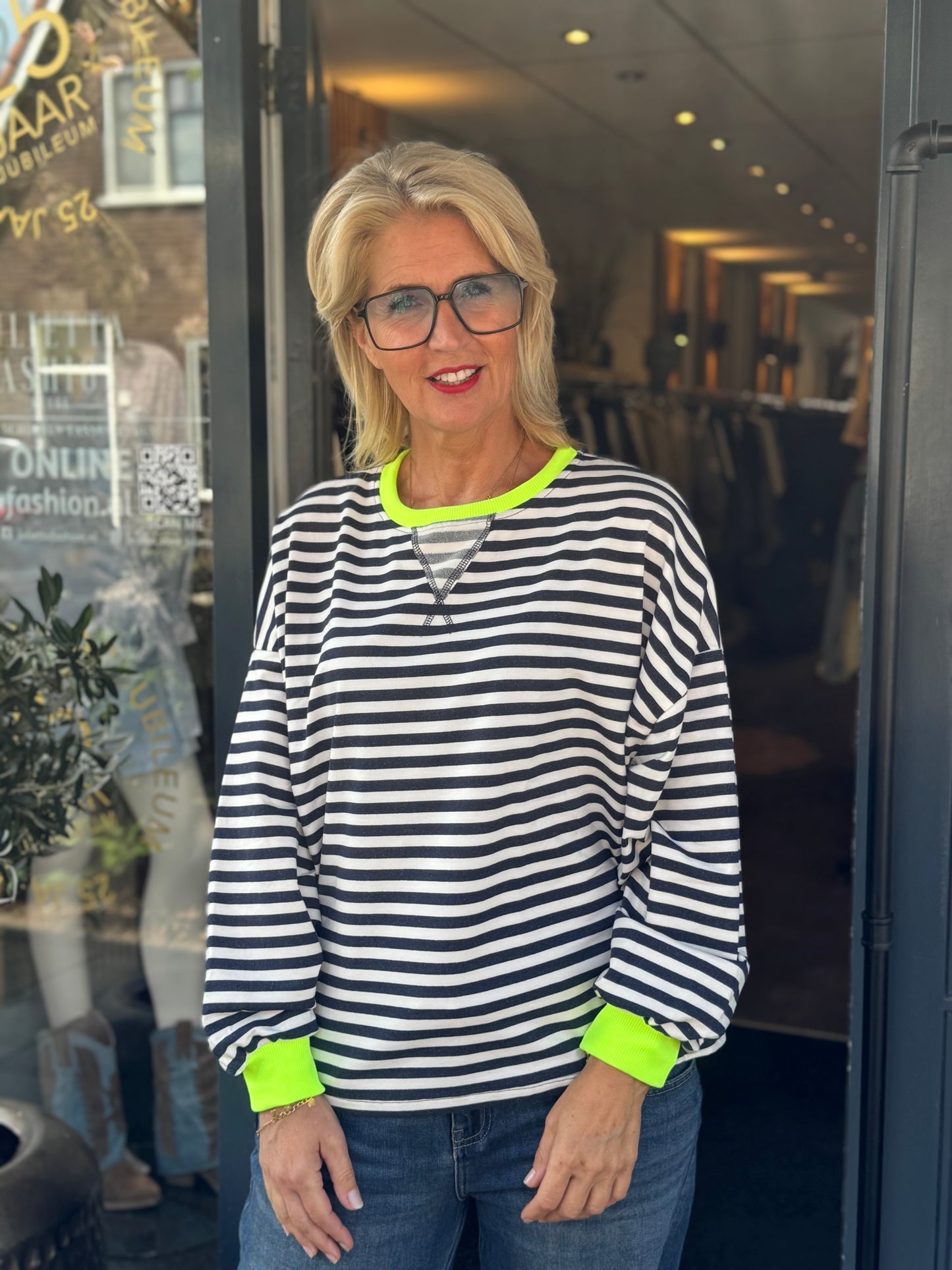 Sweater Stripe/ Blauw