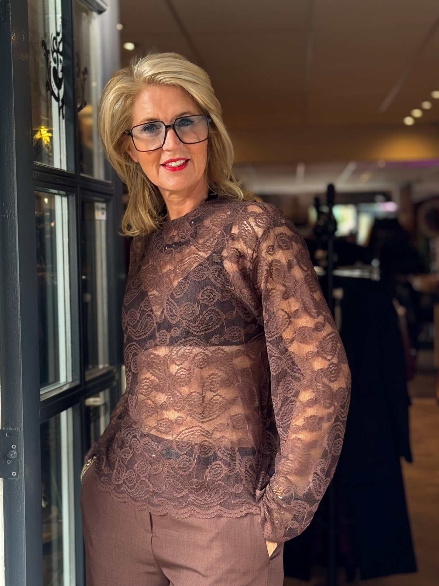 Shirt Lace Wide/ Bruin