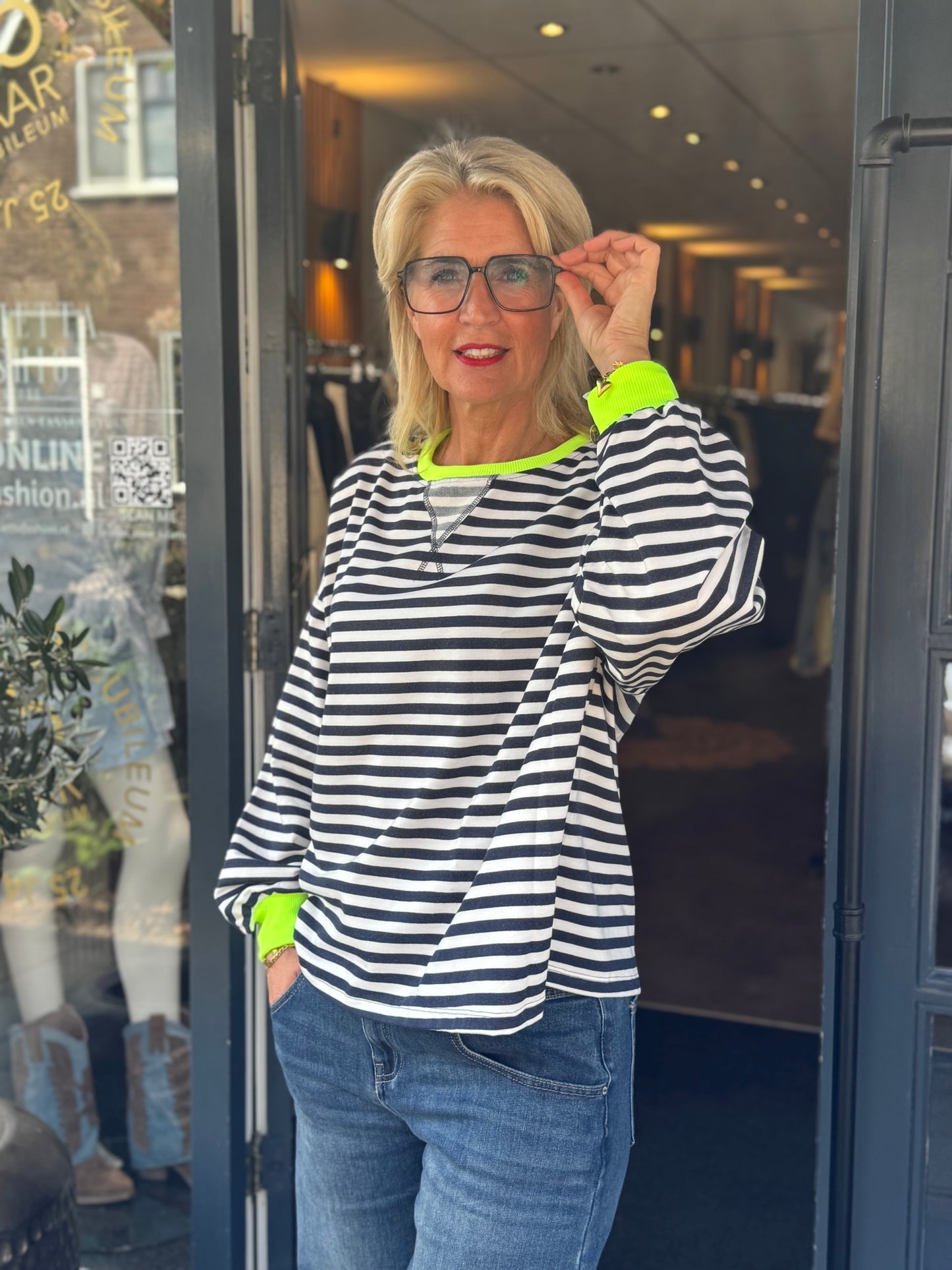 Sweater Stripe/ Blauw