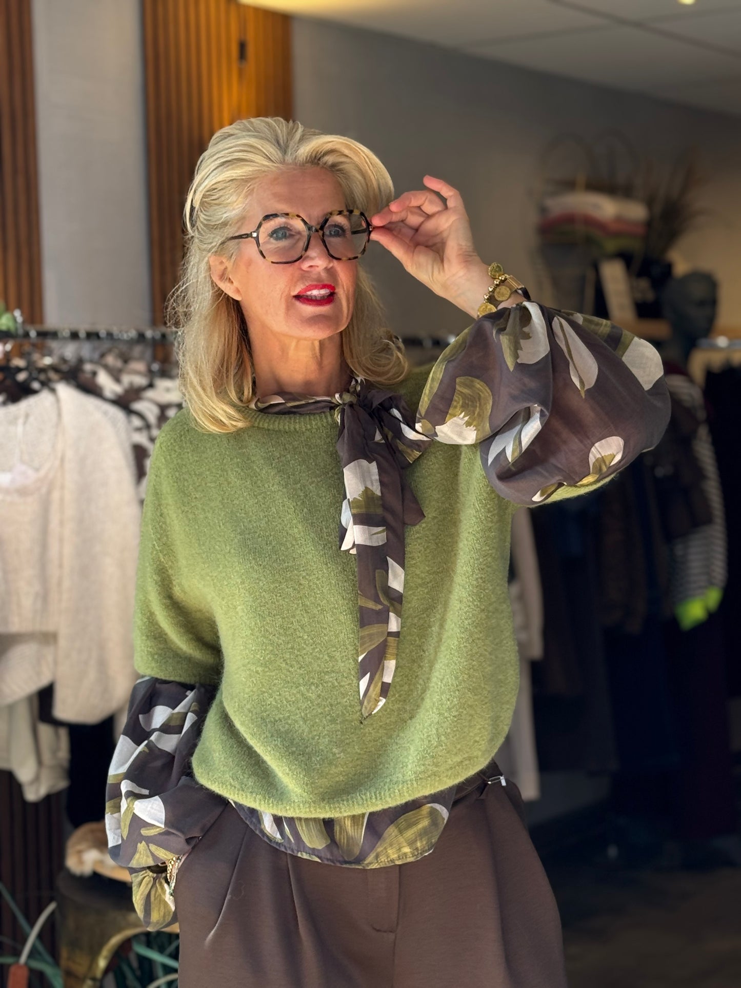 Trui Cosy Knitt Tee/ linde groen