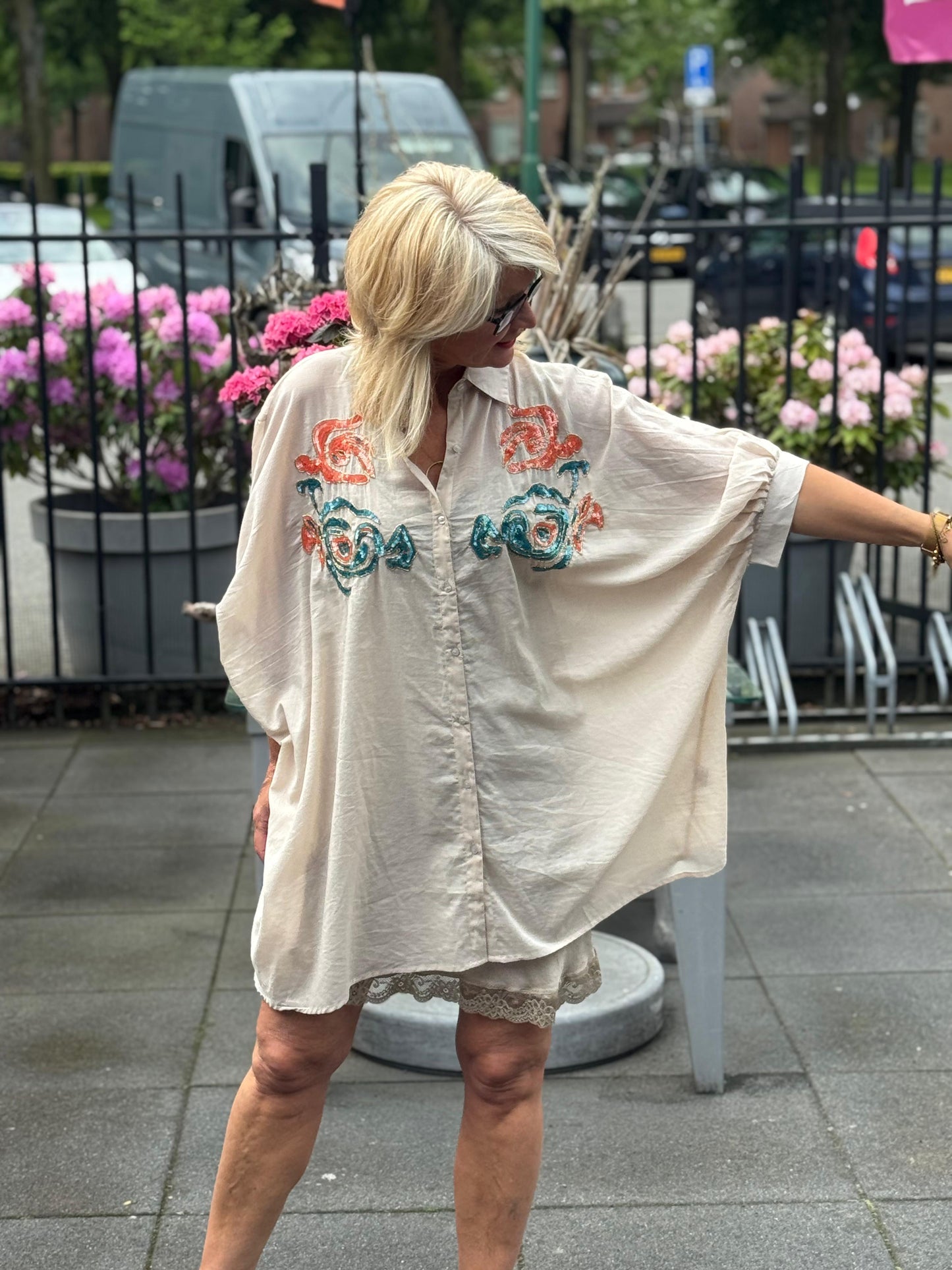 Blouse-Jurk Ash / beige