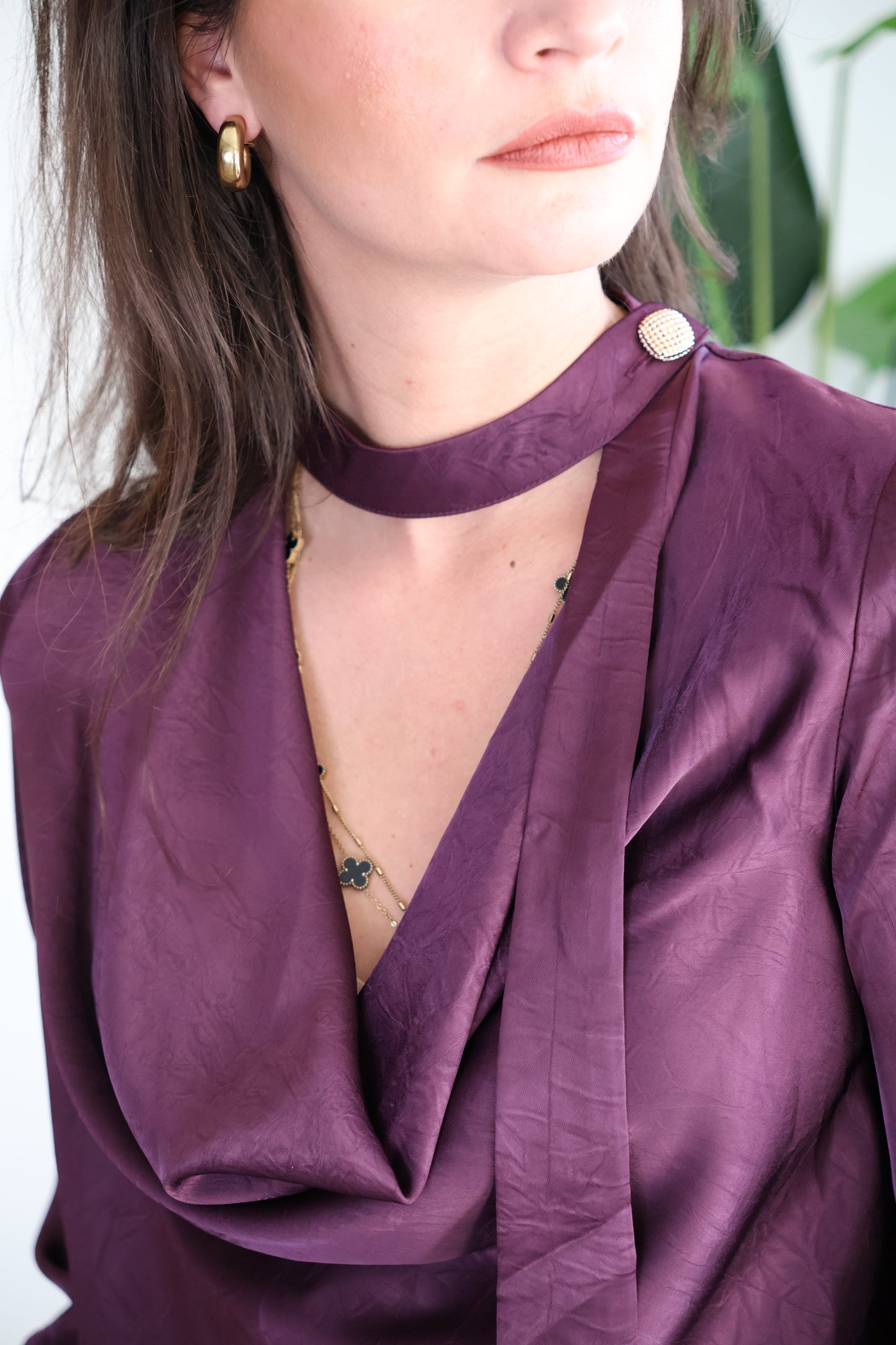 Blouse Shine/ aubergine