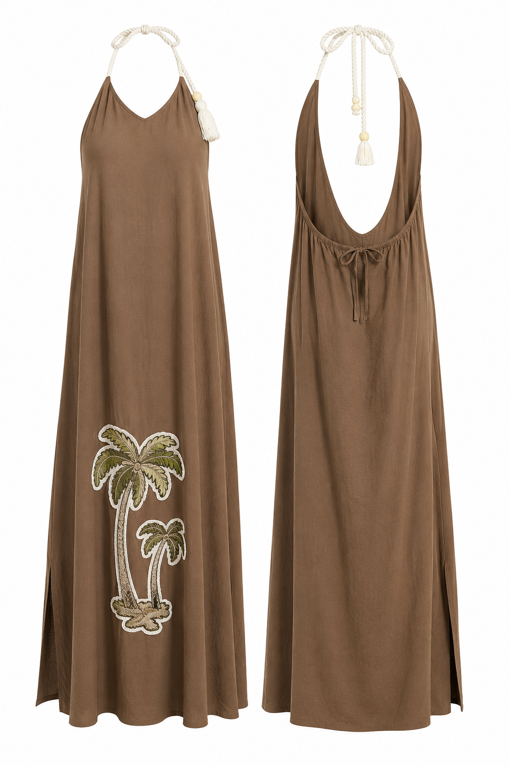 Jurk Palm/ Bruin