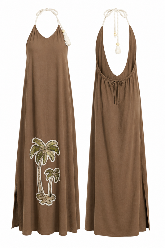 Jurk Palm/ Bruin