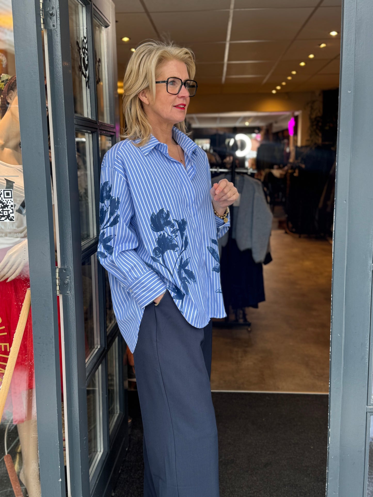 Blouse ZO stripe/ L Blauw