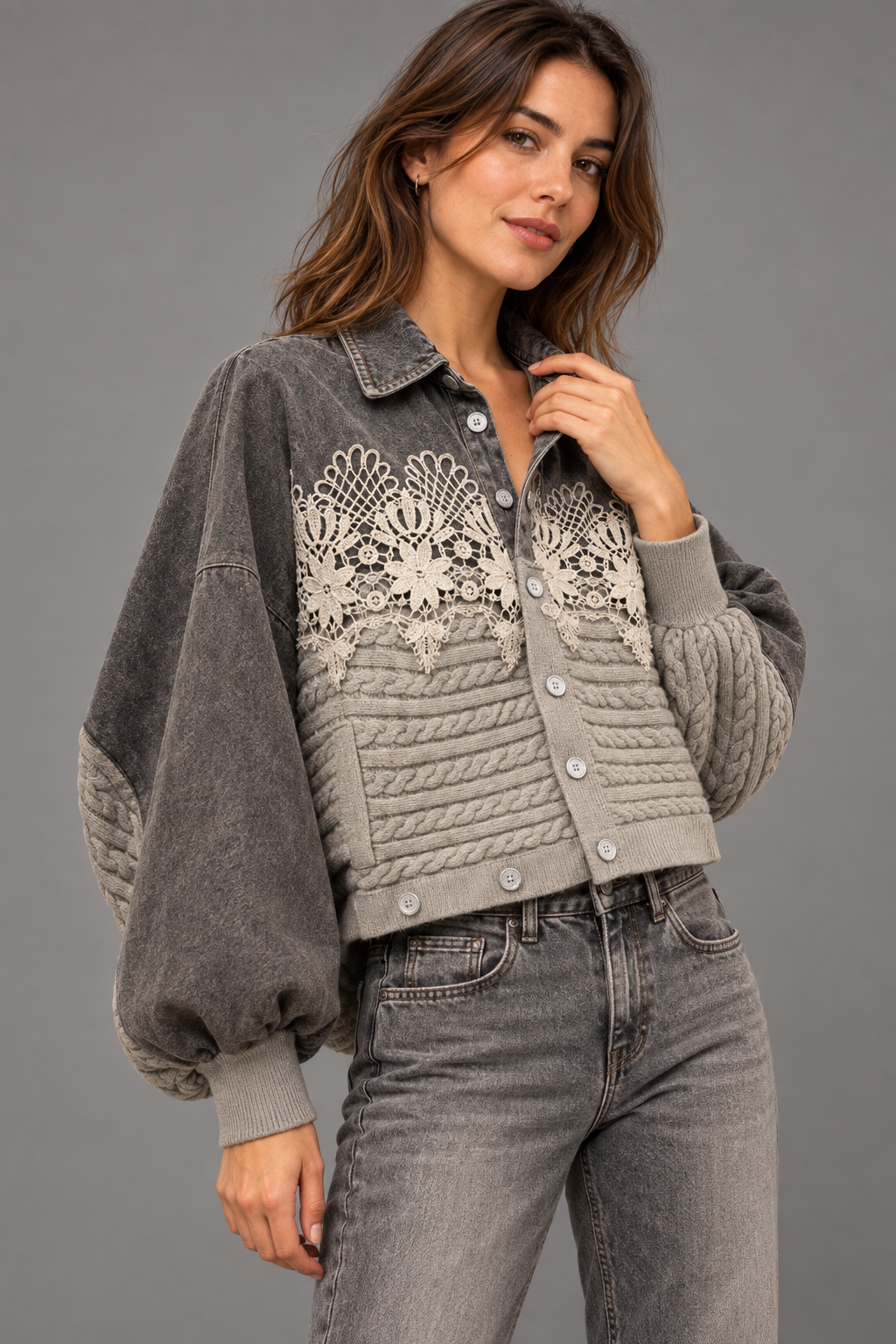 Vest Fleur/ grijs