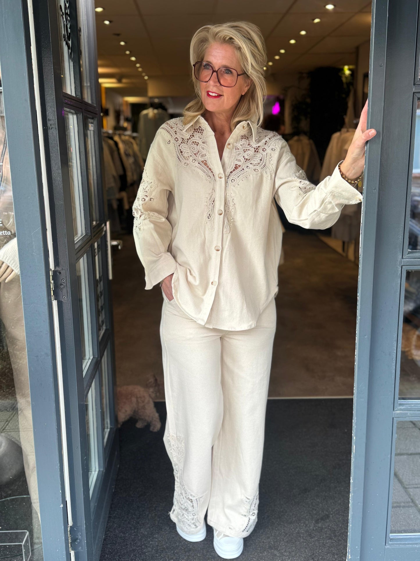 2-Delig jeans pak / crème