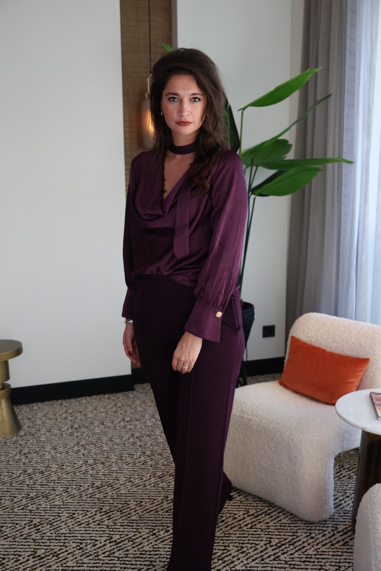 Blouse Shine/ aubergine