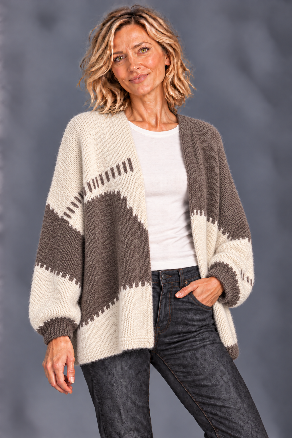 Vest Taupe-Crème