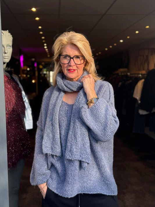 Trui Soft met Sjaal/ Blauw