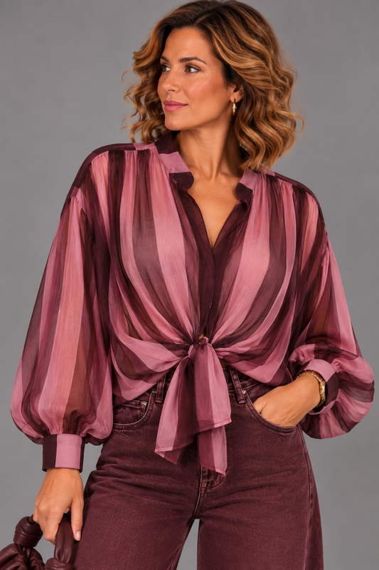 Blouse Amelie Stripe/ Bordeaux