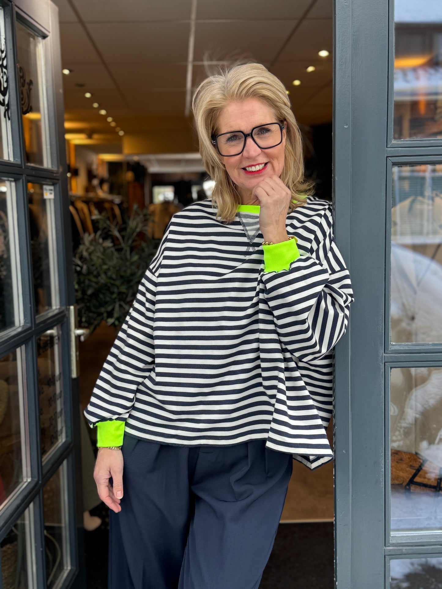 Sweater Stripe/ D Blauw