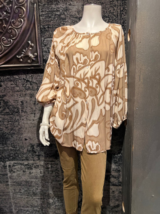 Blouse print/ beige