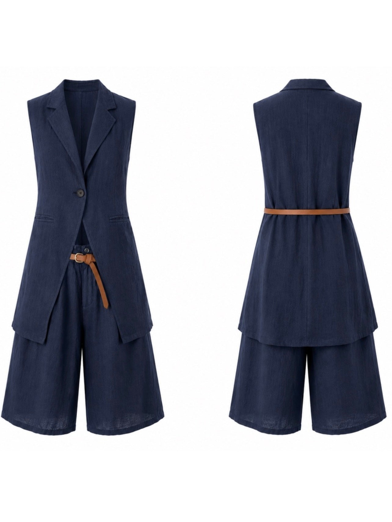 2-delige set linnen/ d blauw