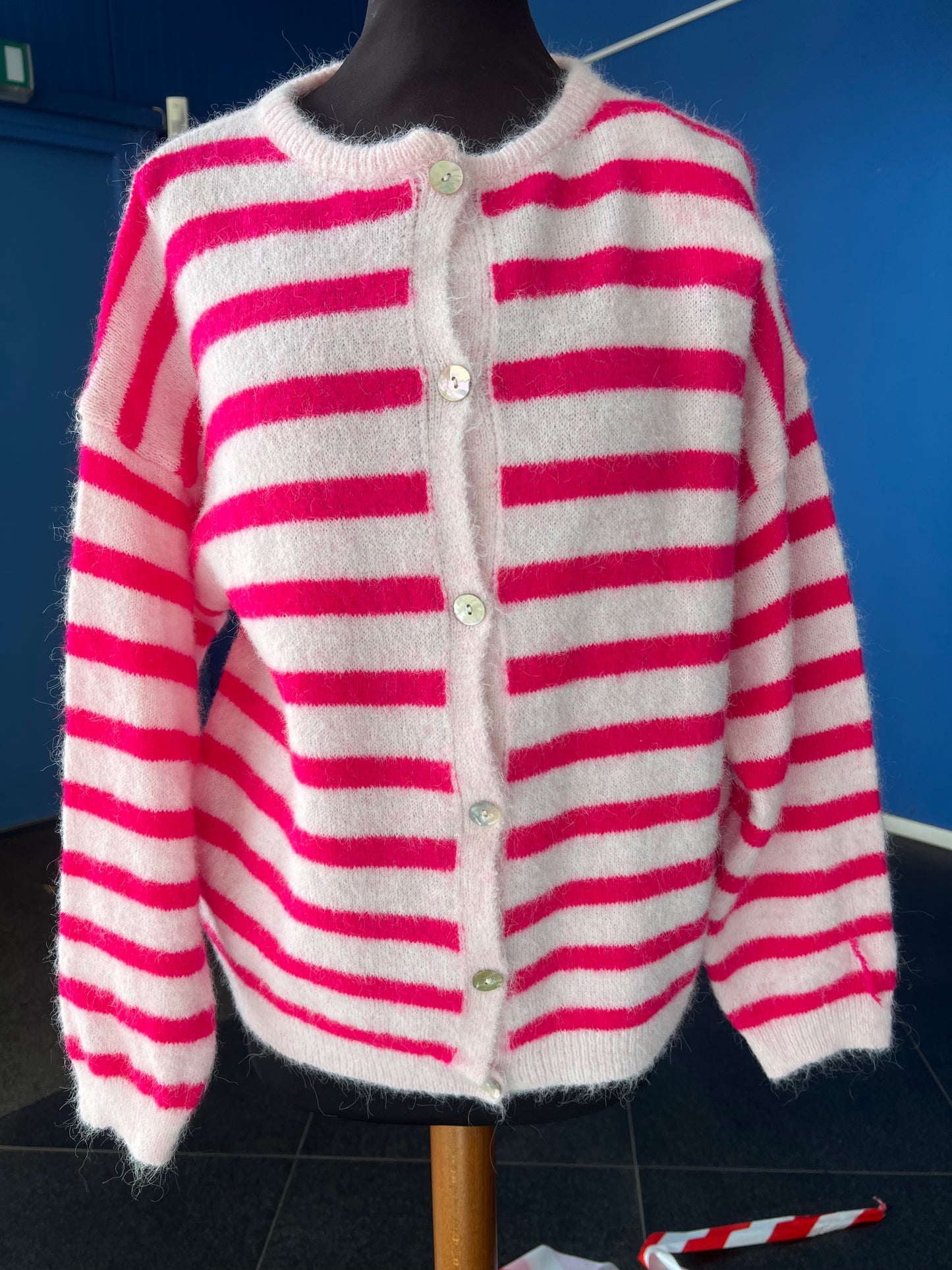 Vest streep/ hard roze