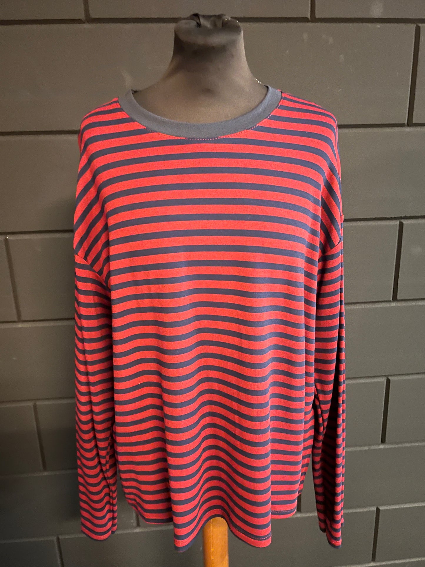 Sweater stripe/ blauw-rood