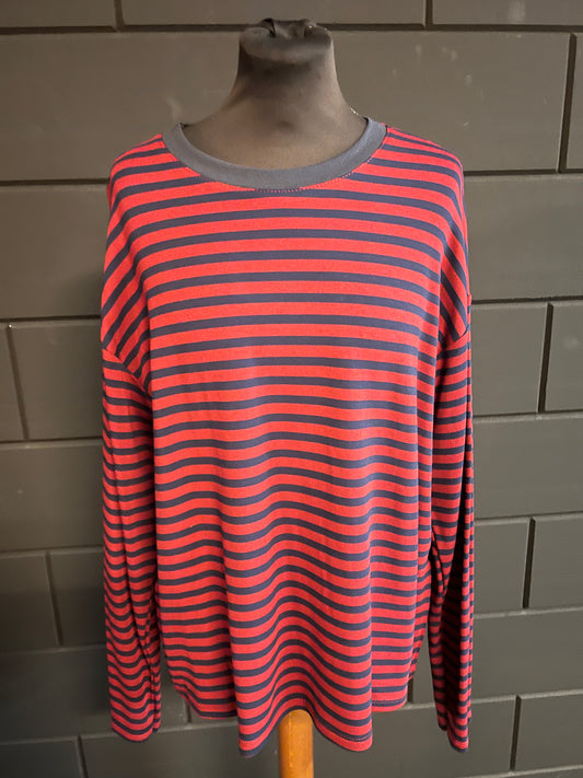 Sweater stripe/ blauw-rood