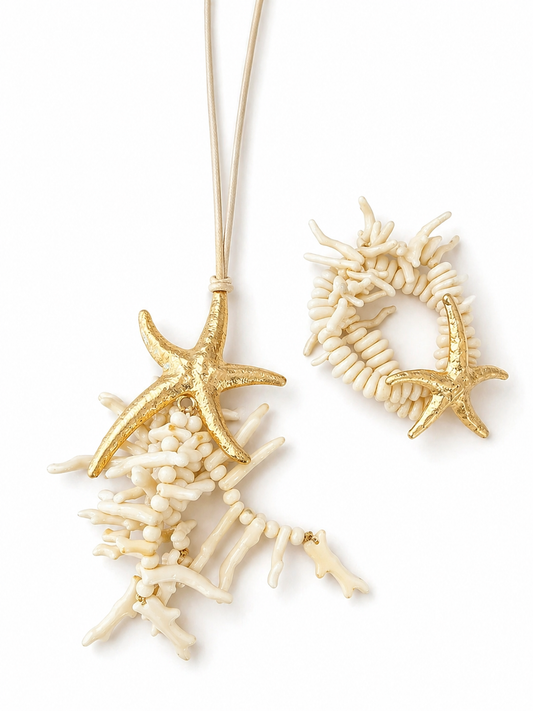 Ketting met Armband/ crème