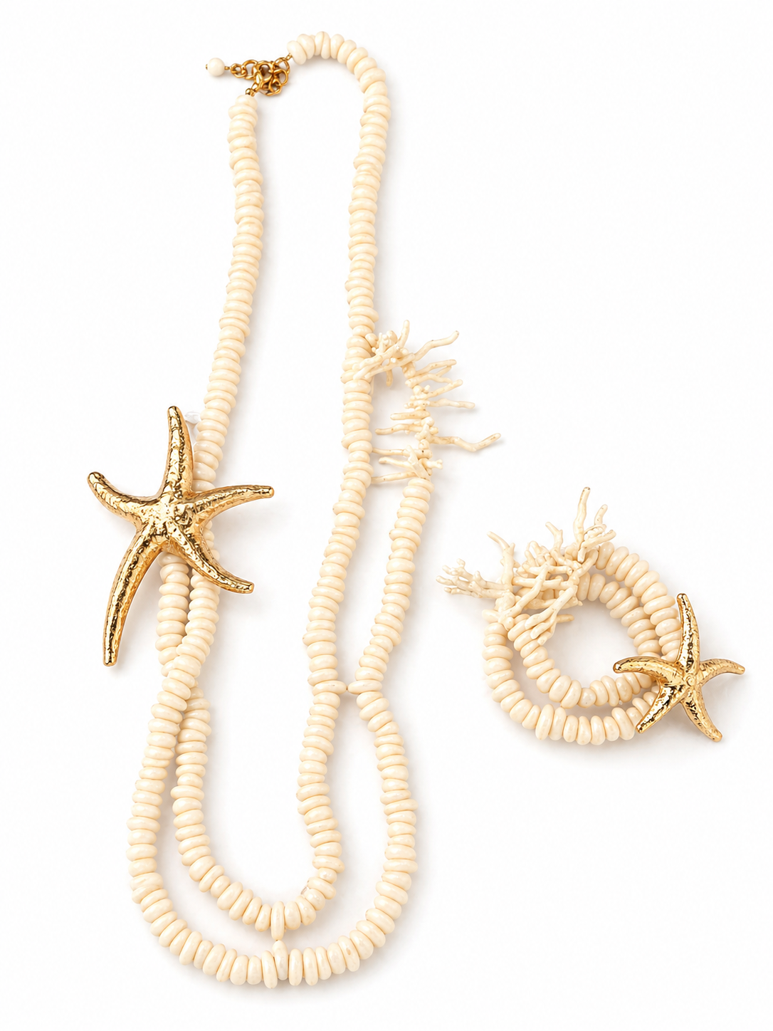 Ketting met Armband/ crème