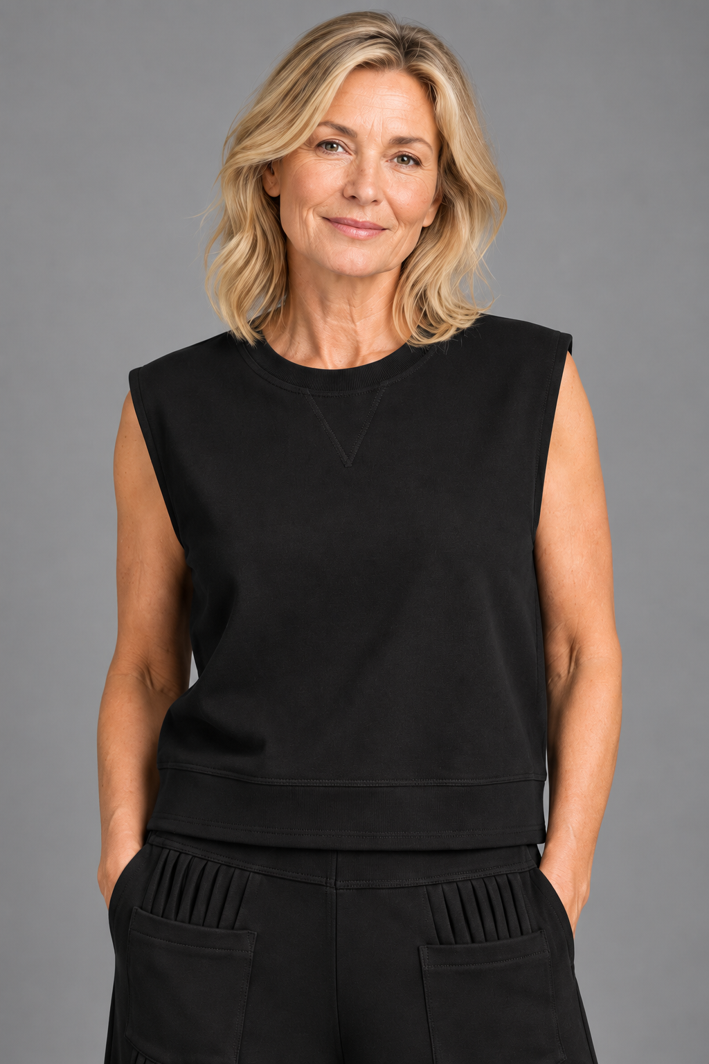 Mouwloos Sweater/ zwart
