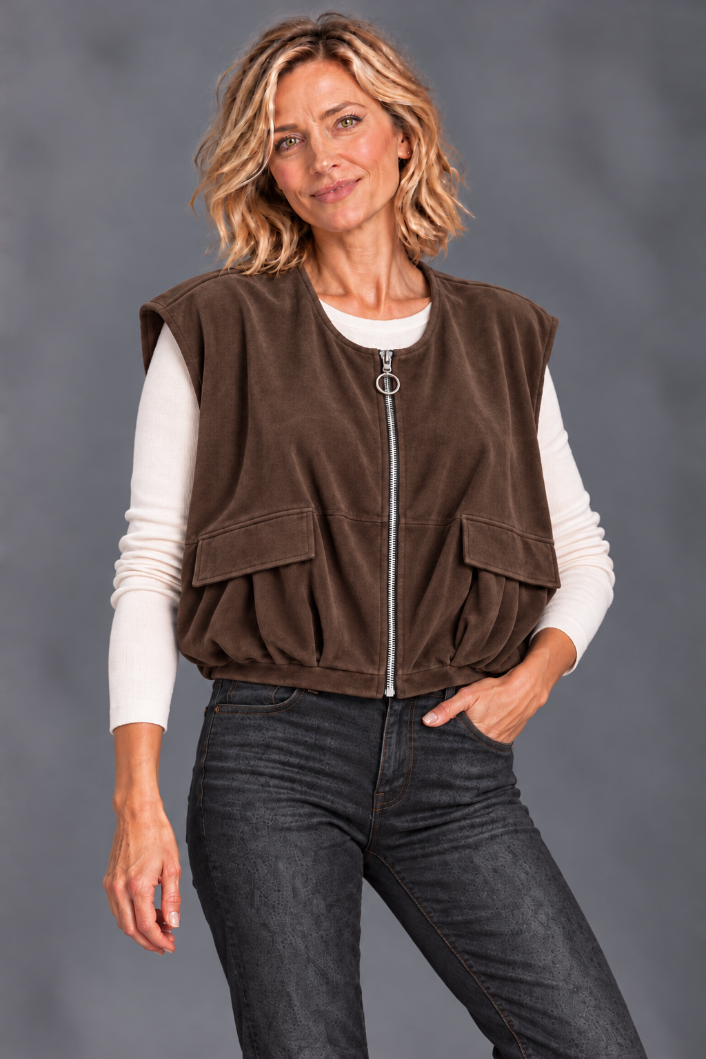 Gilet Suedine/ Bruin