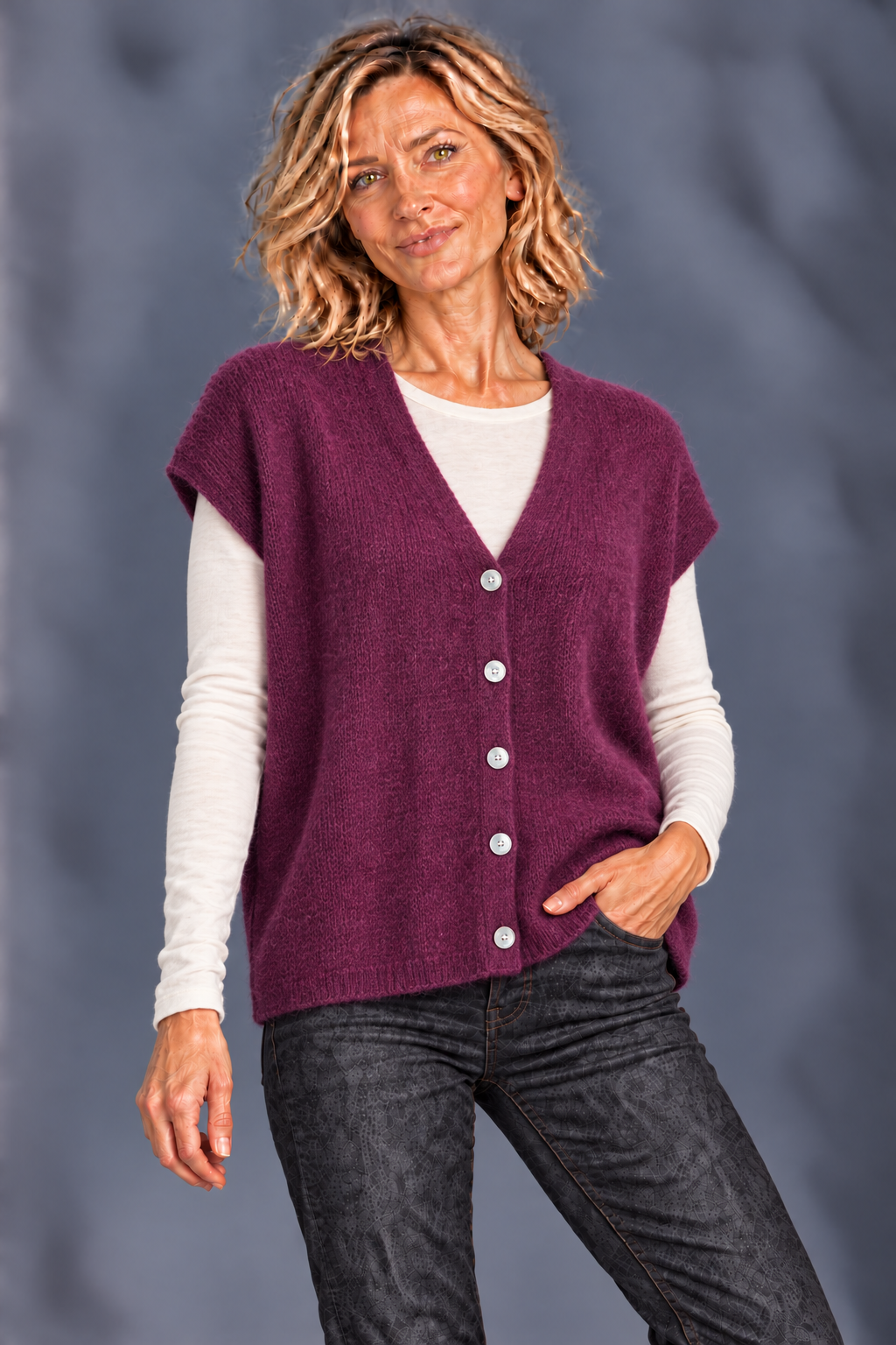 Mouwloos vest/ aubergine