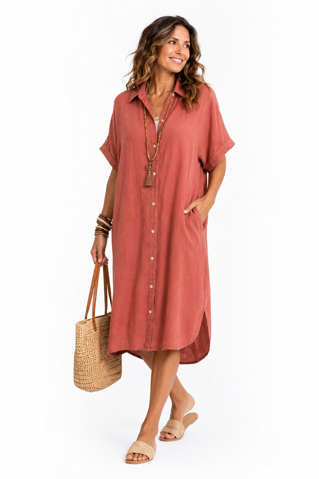 Jurk Debbie/ Linnen Roze