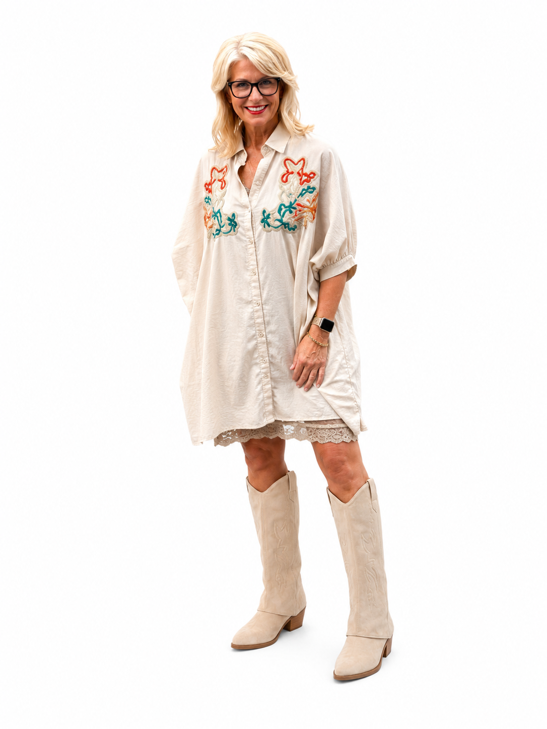 Blouse-Jurk Ash / beige