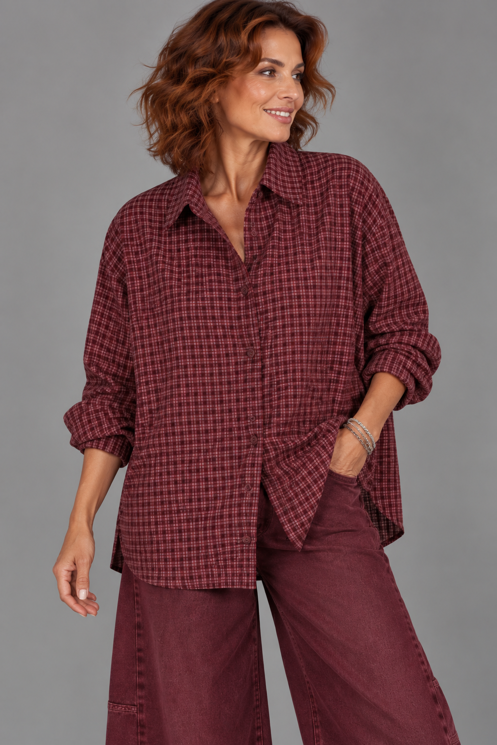 Blouse check/ Bordeaux