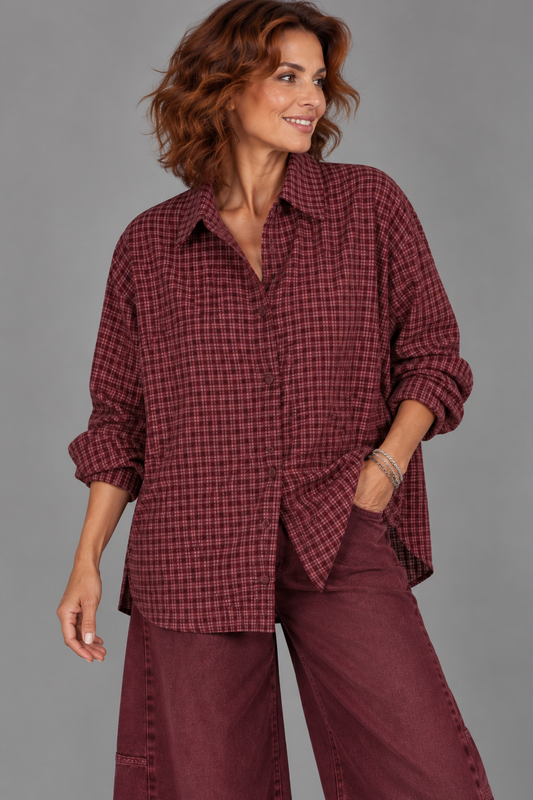 Blouse check/ Bordeaux