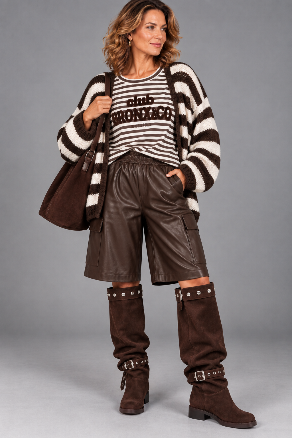 Vest Soft Stripe/ bruin