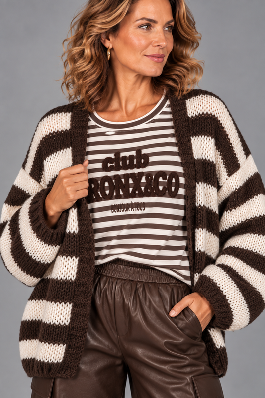 Vest Soft Stripe/ bruin