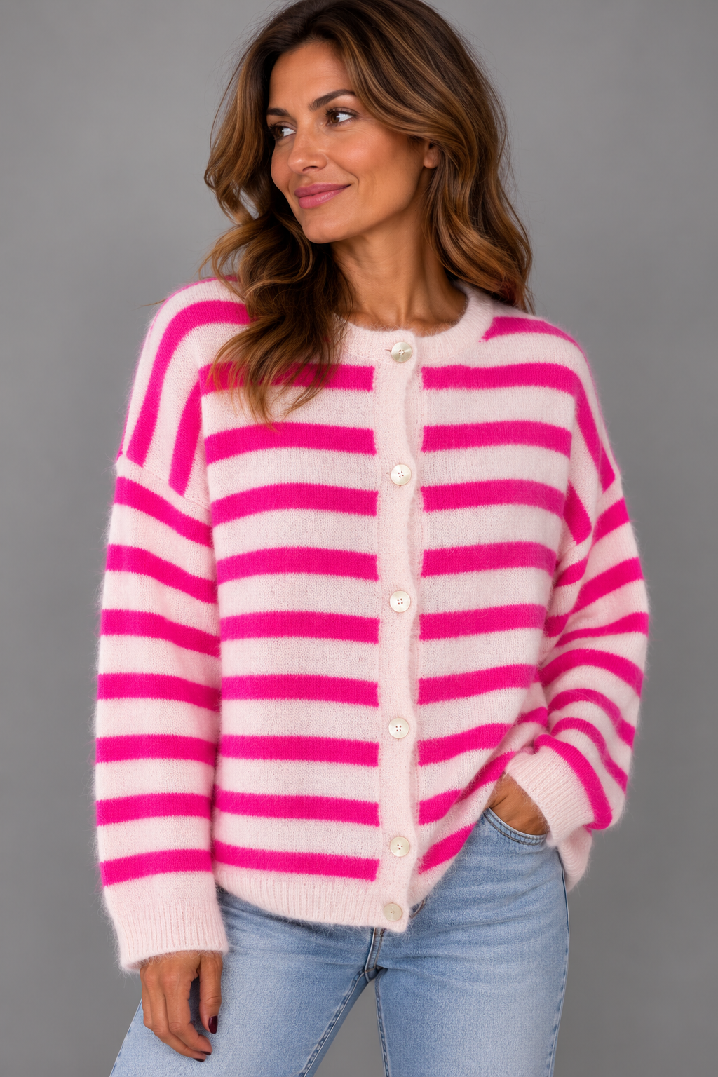 Vest Strien/ Roze