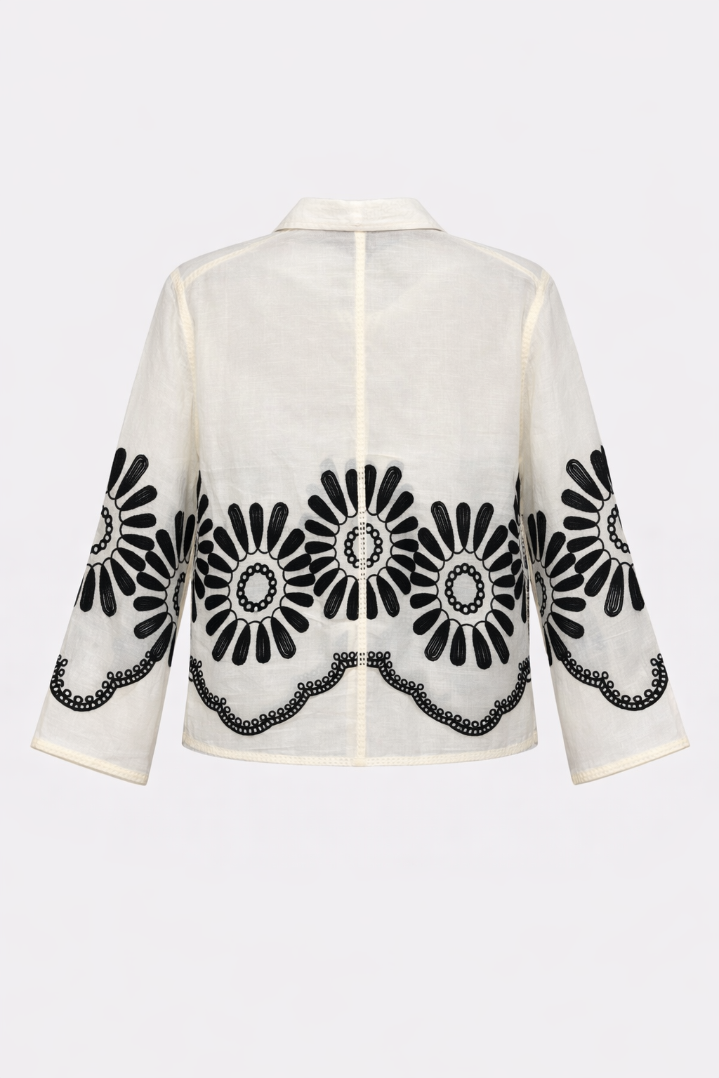 BlousevEmbroidery/ creme-zwart