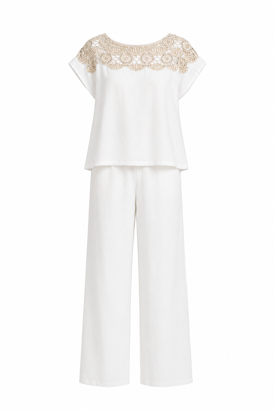 2-delig set Santorini/ Off white