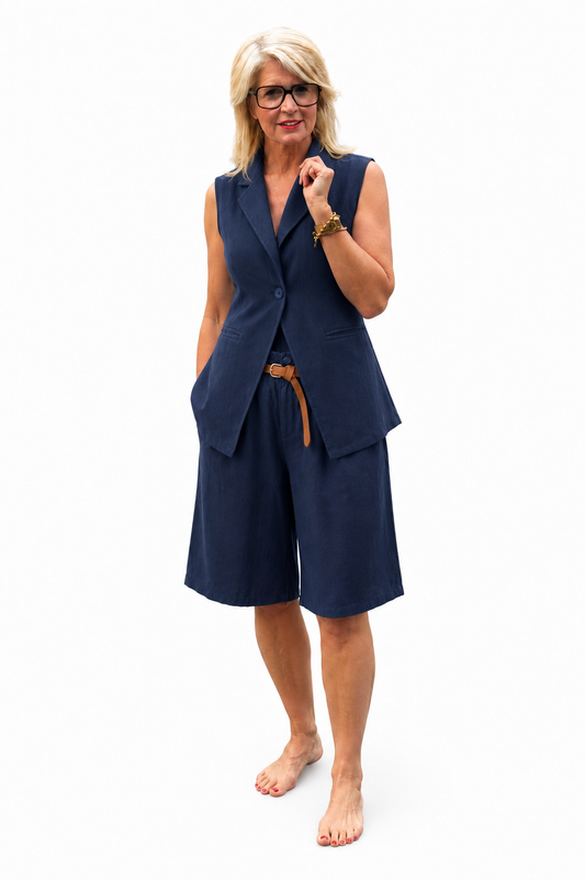 2-delige set linnen/ d blauw