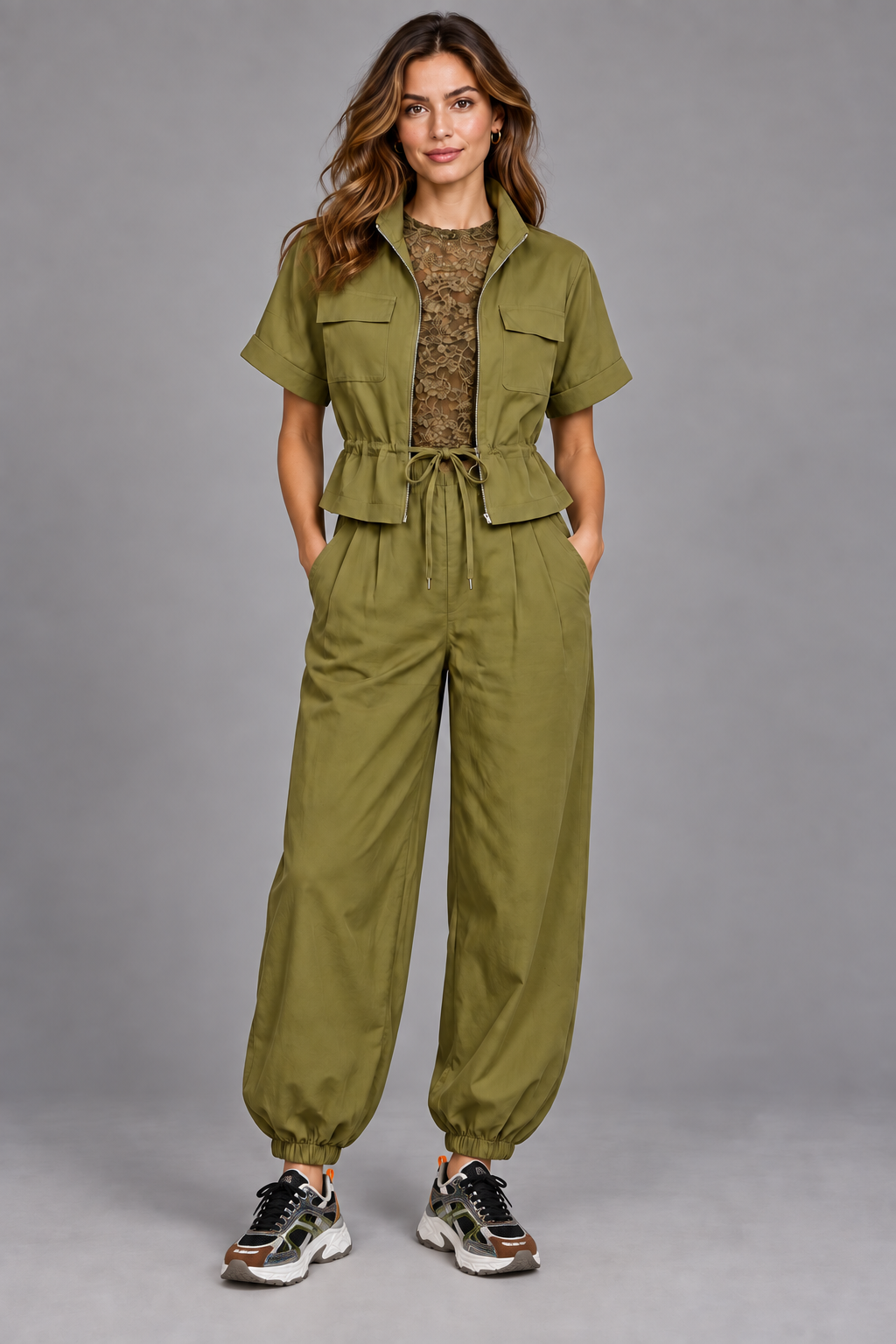 2-delig set Ambika/ Olive